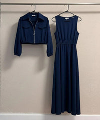 Front Pocket Straight Zipper Jacket With Sleeveless Long Fock Fleece